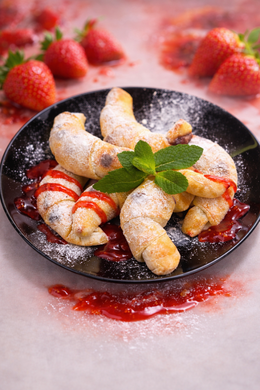 Kekszkrémes Pizza Cornetto eperöntettel